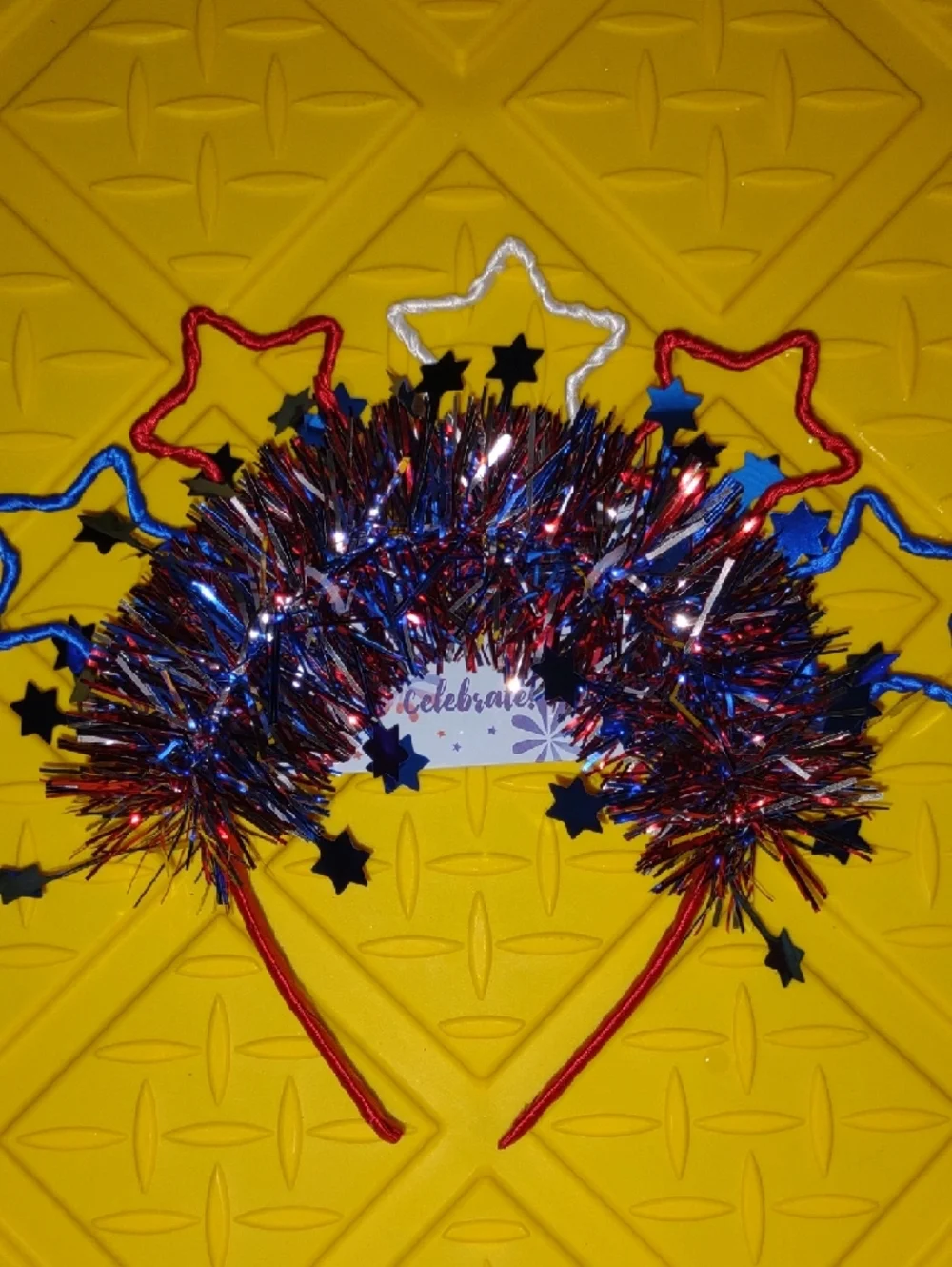 Festive Red, White & Blue Star Tinsel Headband - Celebrate NEW Holiday Headband